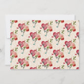 Vintage Shabby Chic Red Roses & Key to My Heart Feestdagenkaart (Achterkant)
