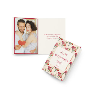 Vintage Shabby Chic Rode Rozen & Sleutel tot Mijn  Feestdagen Kaart