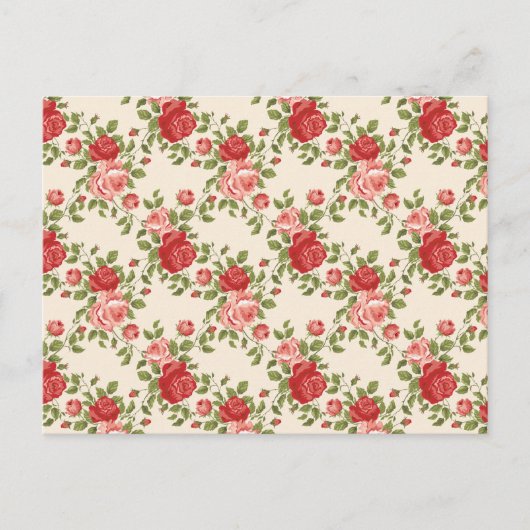 Vintage Shabby Chic Roses Pattern Briefkaart (Voorkant)