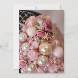 Vintage Shabby Chic Roze Kralen & Stoffen Rozen  Kaart