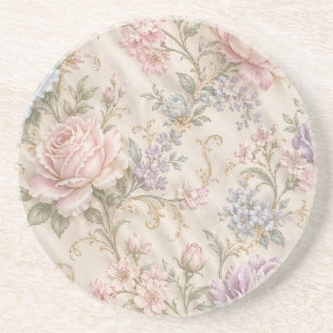 Vintage Shabby Chic Roze Pioen Roos Bloemmotief Zandsteen Onderzetter