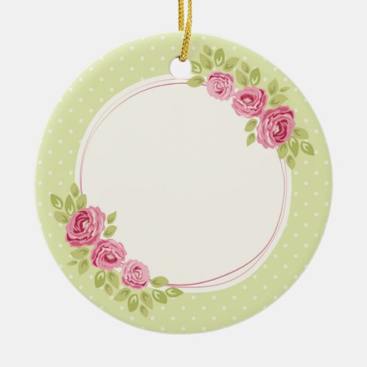 Vintage Shabby Chic Rozen Frame Keramisch Ornament (Voorkant)