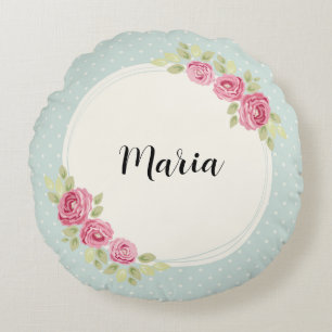 Vintage Shabby Chic Rozen Frame Papieren Bord Rond Kussen