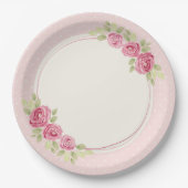 Vintage Shabby Chic Rozen Frame Papieren Bordje (Voorkant)