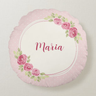 Vintage Shabby Chic Rozen Frame Rond Kussen