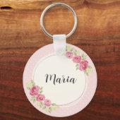 Vintage Shabby Chic Rozen Frame Sleutelhanger (Voorkant)