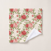 Vintage Shabby Chic Rozen Patroon Bad Handdoek (Wasdoekje)