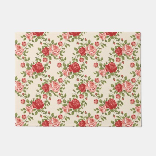 Vintage Shabby Chic Rozen Patroon Deurmat (Voorkant)