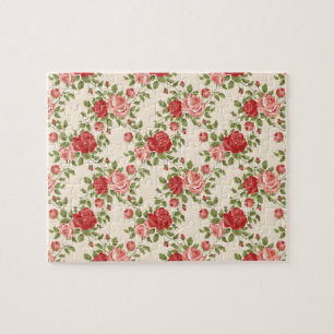 Vintage Shabby Chic Rozen Patroon Legpuzzel