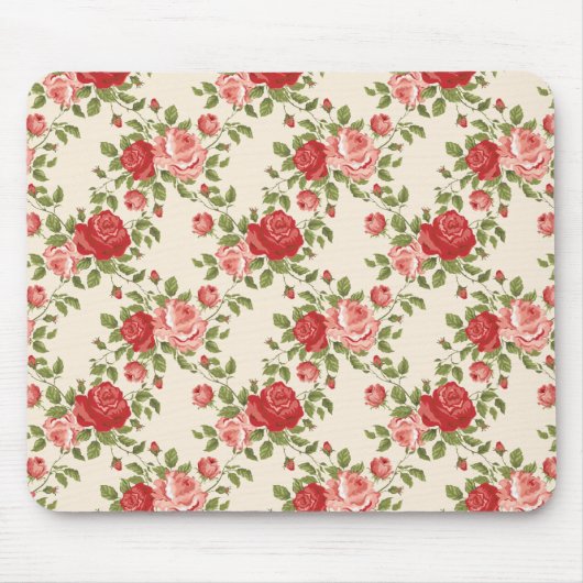 Vintage Shabby Chic Rozen Patroon Muismat (Voorkant)