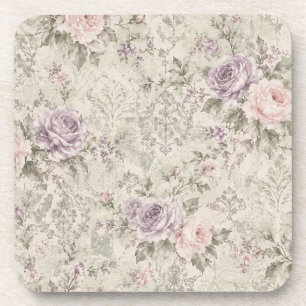 Vintage Shabby Chic Rozen Vierkante Wandklok Bier Onderzetter