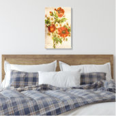 Vintage Shabby Chic Rustic Poppy Bouquet Canvas Afdruk (Insitu (Slaapkamer))