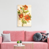 Vintage Shabby Chic Rustic Poppy Bouquet Canvas Afdruk (Insitu (Woonkamer))