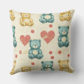 Vintage Shabby Chic Teddybeer Gingham Patroon (1) Kussen (Achterkant)