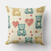 Vintage Shabby Chic Teddybeer Gingham Patroon (1) Kussen (Voorkant)