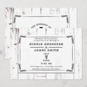Vintage Shabby Chic White Wood Barn Wedding Kaart (Voorkant / Achterkant)