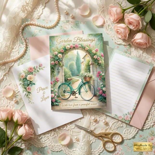 Vintage Shabby Mintgroene Tuin Scrapbook Papier (Creator heeft geüpload)