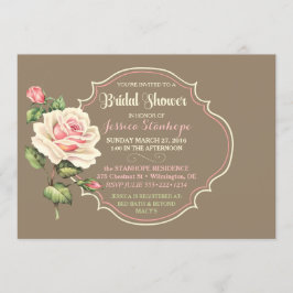 Vintage Shabby Roze Bruidsdouche Roze Crème Kaart