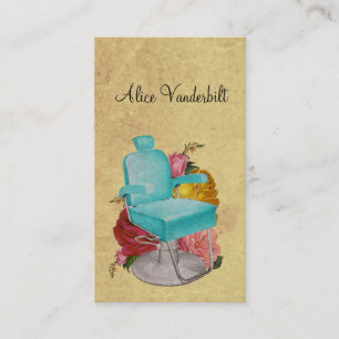 Vintage Shabby Rozen Salon Stoel Haarstylist Card Visitekaartje