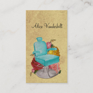 Vintage Shabby Rozen Salon Stoel Haarstylist Card Visitekaartje