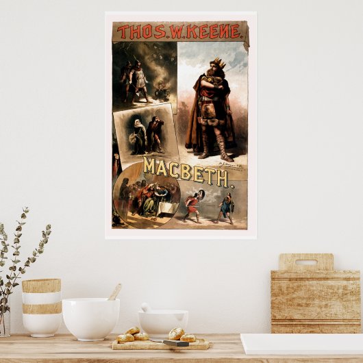 vintage Shakespeare Macbeth teruggetrokken Poster (Keuken)