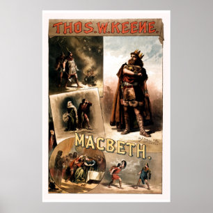 vintage Shakespeare Macbeth teruggetrokken Poster