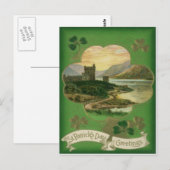 Vintage Shamrock Castle St. Patrick's Dag Kaart (Voorkant / Achterkant)