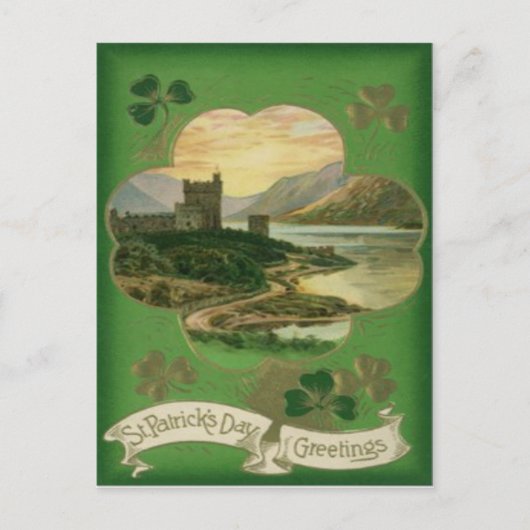 Vintage Shamrock Castle St. Patrick's Dag Kaart (Voorkant)