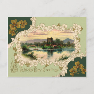 Vintage Shamrock Castle St. Patrick's Day kaart