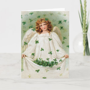 Vintage Shamrock Engel St. Patrick's Day Kaart