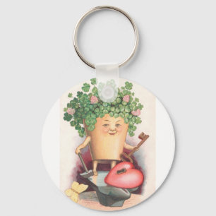 Vintage Shamrock Hart en Sleutel St. Patrick's Dag Sleutelhanger