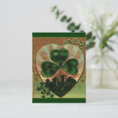 Vintage Shamrock Irish Heart Castle Motif Briefkaart (Staand voorkant)