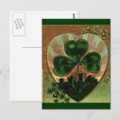 Vintage Shamrock Irish Heart Castle Motif Briefkaart (Voorkant / Achterkant)