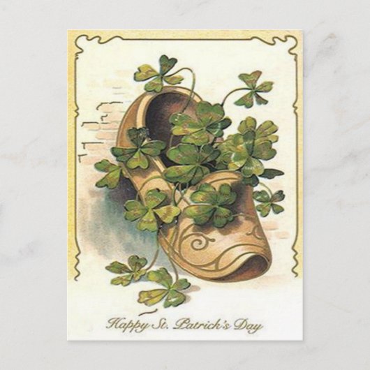 Vintage Shamrock Klompen St. Patrick's Day Kaart (Voorkant)