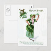 Vintage Shamrock Meisje St. Patrick's Dag Kaart (Voorkant / Achterkant)