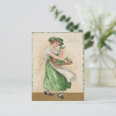Vintage Shamrock Meisjes St. Patrick's Dag Kaart (Staand voorkant)