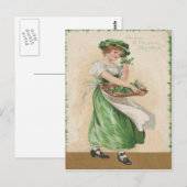 Vintage Shamrock Meisjes St. Patrick's Dag Kaart (Voorkant / Achterkant)