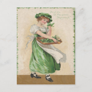 Vintage Shamrock Meisjes St. Patrick's Dag Kaart