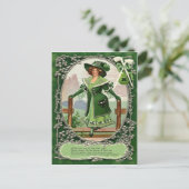Vintage Shamrock Pijp Harp van Erin Gedicht St Pat Briefkaart (Staand voorkant)