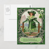 Vintage Shamrock Pijp Harp van Erin Gedicht St Pat Briefkaart (Voorkant / Achterkant)