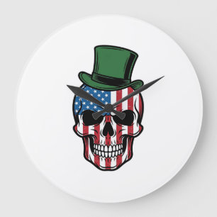 Vintage Shamrock Schedel Vlag Vector Design_1 Grote Klok