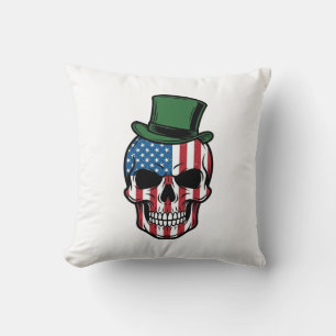 Vintage Shamrock Schedel Vlag Vector Design_1 Kussen