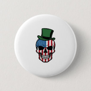 Vintage Shamrock Schedel Vlag Vector Design_1 Ronde Button 5,7 Cm