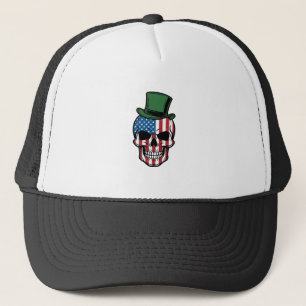 Vintage Shamrock Schedel Vlag Vector Design_1 Trucker Pet