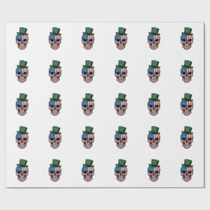 Vintage Shamrock Schedel Vlag Vectorontwerp_1 Cadeaupapier
