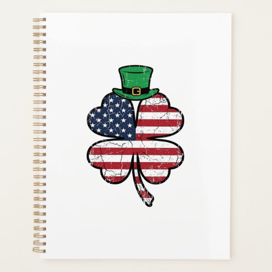 Vintage Shamrock Vlag St. Patrick's Dag Planner (Voorkant)