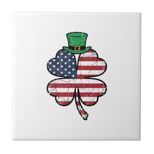 Vintage Shamrock Vlag St. Patrick's Dag Tegeltje (Voorkant)