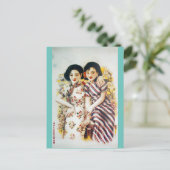 Vintage Shanghai en beste vrienden schoonheid Briefkaart (Staand voorkant)