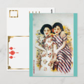 Vintage Shanghai en beste vrienden schoonheid Briefkaart (Voorkant / Achterkant)