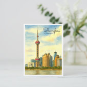 Vintage Shanghai Silhouette Waterverf Feestdagenkaart (Staand voorkant)